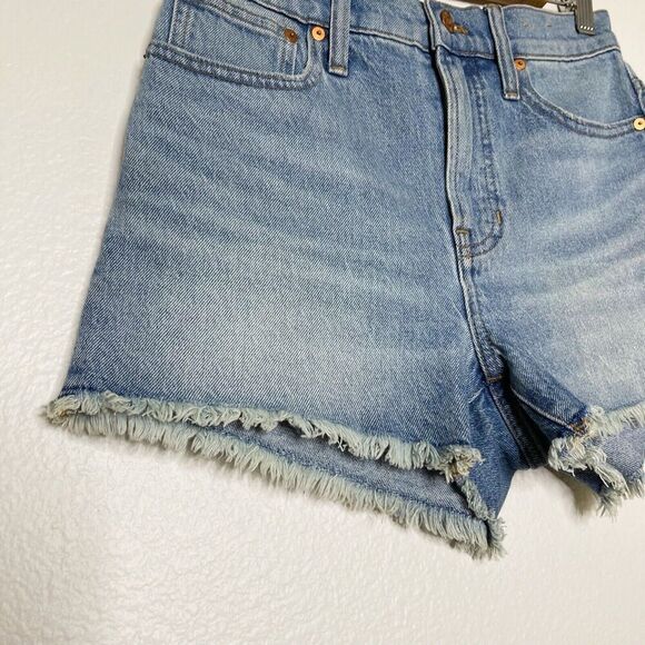 Madewell Perfect Jean Short Size 26 Balsam Wash Cut Off Denim Frayed Stretch - Picture 10 of 13